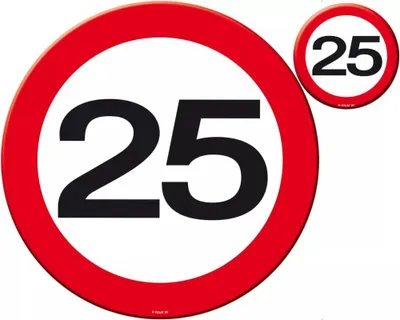 Produktbild von 25. Geburtstag Verkehrsschild 4 Platzsets und Becheruntersetzer