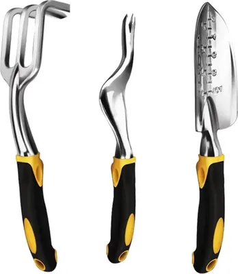 Image de Set d'outils de jardin, poignée ergonomique, acier inoxydable, 3 STK