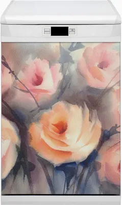 Produktbild von Magnet Folie für Geschirrspüler Küche Magnetmatte 45x80 cm  Nachbildung Geschirrspüle  - Orangefarbene Rosen