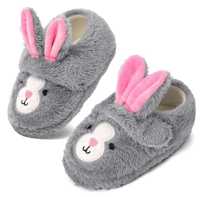 Produktbild von LACOFIA Kleinkind Mädchen Hausschuhe Weiche Kuschelige Kinder Plüsch Pantoffeln