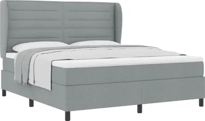 Produktbild von Boxspringbett mit Matratze Hellgrau 180 x 200 cm Stoff