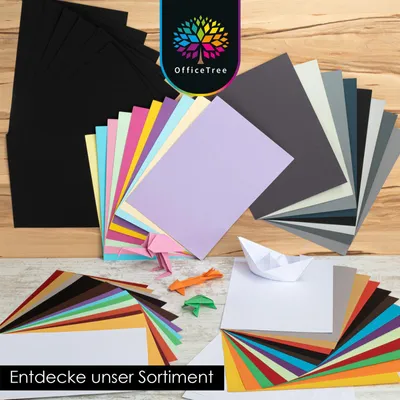 Produktbild von OfficeTree 54 Blatt Bastelpapier - Bastelset Kinder - Tonpapier A3 130g/m² zum Basteln Gestalten