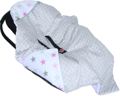 Produktbild von Baby Wende Einschlagdecke MINKY mit Kapuze 90x90 cm Babyschale Decke Zweiseitig 17. EI17