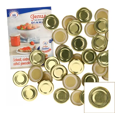 Produktbild von 50er Deckelset TO43 Gold Deckel für Sturzgläser Rundrand Einkochen Konservieren Ersatzdeckel