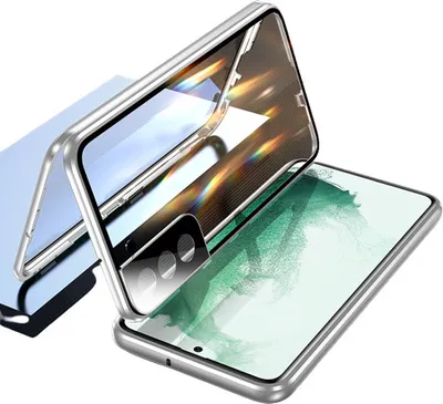 Produktbild von INF Magnetische doppelseitige Handyhülle aus gehärtetem Glas Silber Samsung S22