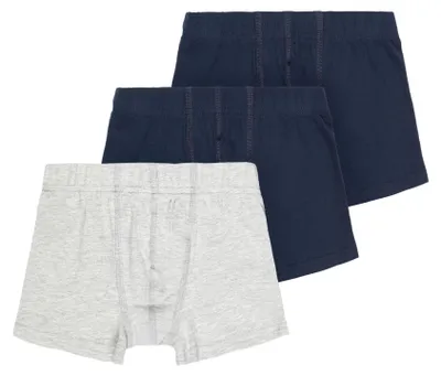 Productafbeelding van NAME IT jongensonderbroek, 3-pack, model Noos, grijze melange / verpakking met 2 donkerblauwe onderbroeken