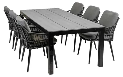 Produktbild von 7-teiliges Garten-Set | 6 Gartenstühle Isabel | Limasol Gartentisch | 225 cm