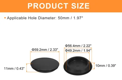 Produktbild von 1 Stš¹ck Silikonstopfen, Gummikugel zum Einrasten in Verriegelungslochstopfen fš¹r 50mm Loch, Lochstopfen wasserdicht fš¹r Metallrohr, M?bel-Endkappen-Eins?tze, Schwarz