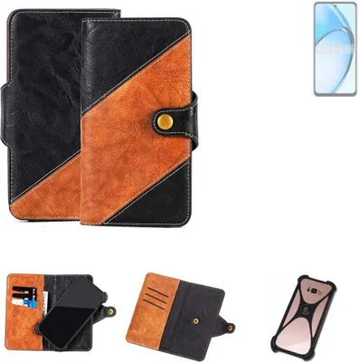 Produktbild von K-S-Trade Handyhülle Schutzhülle Bookstyle Case Wallet-Case kompatibel mit Oppo A60 Handy Cover Bumper Klapphülle schwarz hellbraun 1x