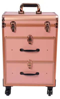 Produktbild von Kosmetikkoffer - Schminkkoffer Trolley - 3 Ebenen, Universalrollen, Schublade, 20–35 l, Metallrahmen, Polyesterfutter - Rosa