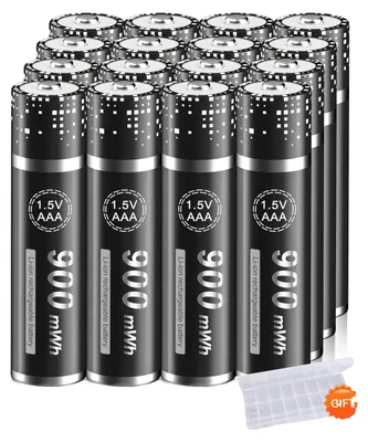 Image de Batterie lithium-ion rechargeable, compatible avec les télécommandes, charge rapide, lot de 16 piles AAA