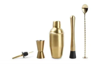 Zdjęcie produktu dla Zestaw do koktajli z solą i pieprzem Bar Gold 7 elementów