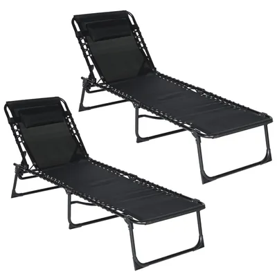 Produktbild von Infinity Goods Liegestühle (2er-Set) – Zusammenklappbar – Inklusive Kopfkissen – Sonnenliegen – Lieg