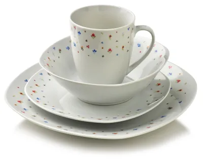 Obrázek produktu pro Servírovací talíře AFFEKDESIGN Lea Mini, porcelán, fialová barva, 16 kusů (pro 4 osoby), rozměry 25,5 x 19,5 x 17 cm