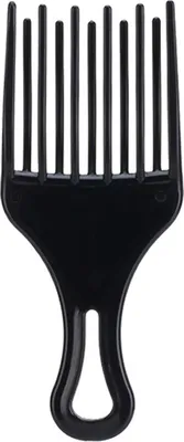 Produktbild von Schwarz Fingerstyler Afro Kamm Grob, Lockenkamm, Stylingkamm, Afrokamm, Grobzinkiger Finger Styler Kamm, Grobzinkiger Lockenkamm mit Griff, für Locken und Lockige Lange Haare