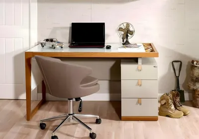 Image de Bureau en bois gris moderne pour le bureau et le home office