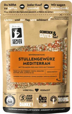 Produktbild von Stullengewürz Mediterran, geschrotet, Stullenwürzer für mehr Geschmack auf dem Brot, 75g
