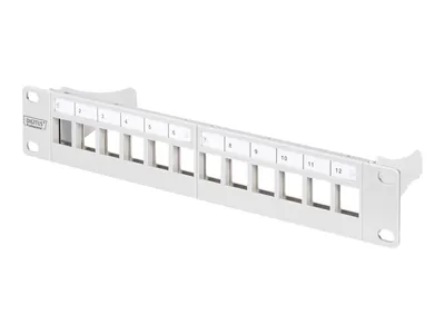 Produktbild von DIGITUS Professional 12 Anschluss/AnschlüssePatch Panel - Hellgrau - 1U Hoch - Rackmount