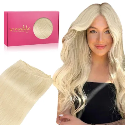 Produktbild von 50 cm Echthaar-Haarverlängerungen in Platinblond