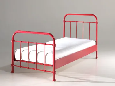 Produktbild von Vipack Metallbett New York Liegefläche 90 x 200 cm ; Maße (TxBxH): 95 cm x 100 cm x 210 cm ; Farbe: Rot ; NYBE9020