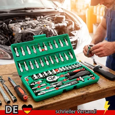 Produktbild von 46-teiliges Familienwerkzeug 1 4-Set Mechaniker-Werkzeug-Set für die