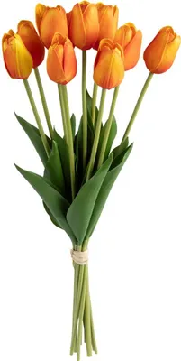 Produktbild von Atmosphera Kunstliche Tulpen Bouquet Holland - 10x Stuck - orange - real touch - kunstliche Seidenbl