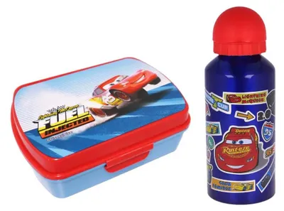 Produktbild von Disney Cars Lightning McQueen 2 teiliges Lunch Set - Brotdose Trinkflasche Alu