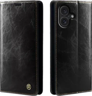 Produktbild von Handyhülle für Apple iPhone 16 Kunstleder Flip Cover Hülle RFID Schutz Case Kartenfach Farbe: Schwarz