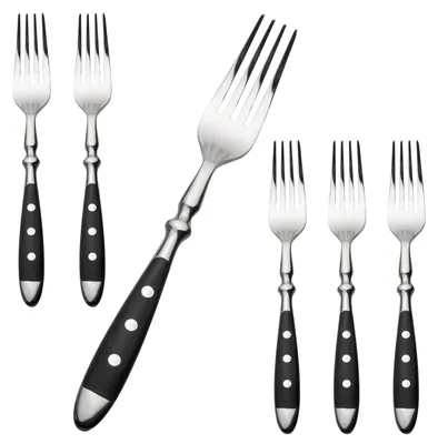 Tafelvorken 6er-Set, Edelstahl 18/0, schwarze Griffe