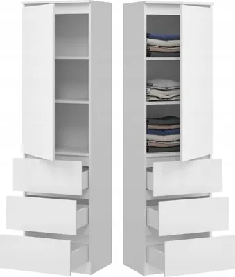 Immagine prodotto di BDW, armadio con 3 cassetti, 50×180,5×40 cm, bianco