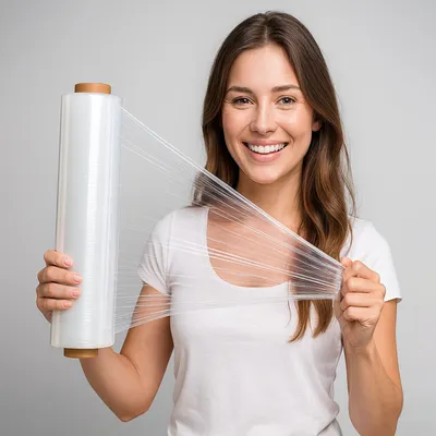 Produktbild von 3 Rollen Stretchfolie transparent; 500mm breit und 300m lang; 23my