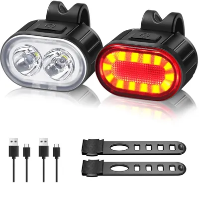 Produktbild von Fahrradlicht Set LED USB Wiederaufladbar Frontlicht Rücklicht Wasserdicht