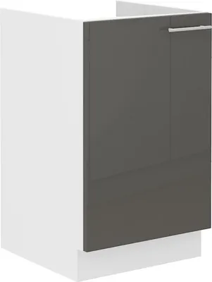 Produktbild von Spülenschrank 50 Lara Grau Hochglanz + Weiß matt Küchenzeile Küchenblock Küche