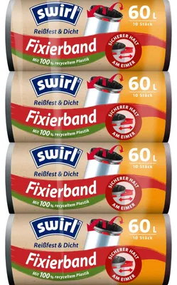 Produktbild von Müllbeutel Müllsäcke Abfallsäcke - 60 Liter - 4 x 10 Stück - Schwarz - Mit Zugband