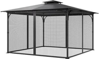Immagine prodotto di VEVOR zanzariera per gazebo, zanzariera di ricambio, adatta per gazebo 365,8x365,8x228,6 cm, zanzariera tenda per gazebo a parete laterale in 4 parti, con doppia cerniera (SOLO rete)