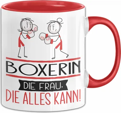 Produktbild von Boxerin Geschenk Tasse Becher Die Frau Die Allen Kann Geschenkidee für eine Boxerin Lustig (Rot)
