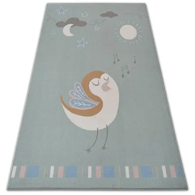Zdjęcie produktu dla DYWAN dla dzieci LOKO Ptaszek zieleń antypoślizgowy zielony 160x220 cm