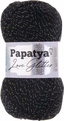 100g Strickgarn Papatya Love Glitter Wolle Häkelgarn Glitzerwolle Farbwahl schwarz