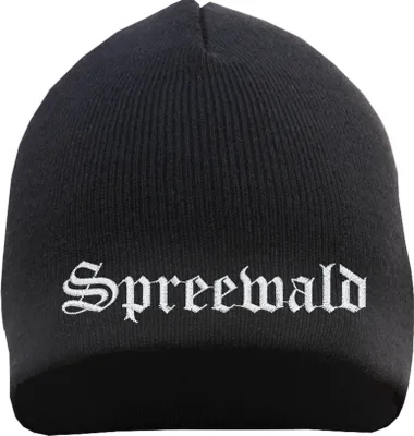 Produktbild von Spreewald Beanie Mütze - Altdeutsch - Bestickt - Strickmütze Wintermütze Einheitsgröße Schwarz