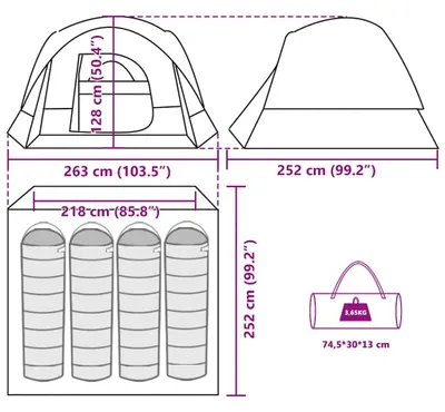 Produktbild von vidaXL Campingzelt 4 Personen Blau Wasserdicht