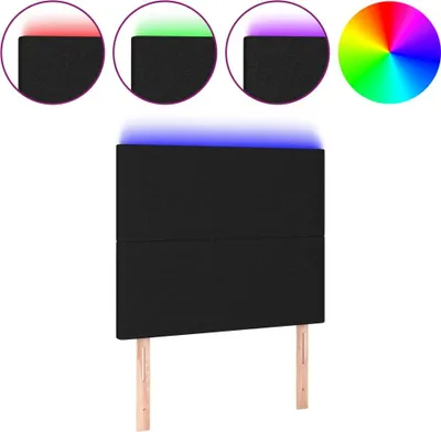 Produktbild von vidaXL LED Kopfteil Schwarz 90x5x118/128 cm Stoff