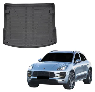 Image de Tapis De Coffre Sur Mesure Pour Porsche Macan 2013-2024, Noir, Antidérapant, Bord Haut, Toutes Saisons