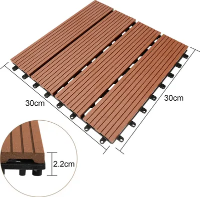 Obrázek produktu pro Wolketon Terasové dlaždice WPC Wood Plastic 33ks 3m2 Dlaždice 30x30 cm Balkonové dlaždice Klikněte na dlaždice Zahradní palubky DšŠco, Vodotěsné