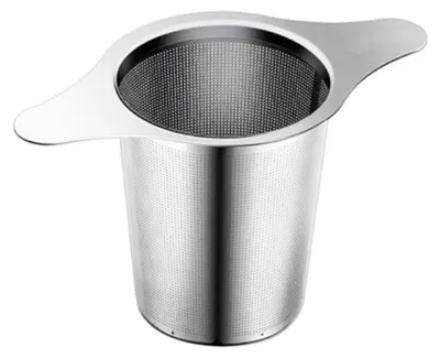 Teefilter aus Edelstahl, feinmaschig, mit gebogenem Griff