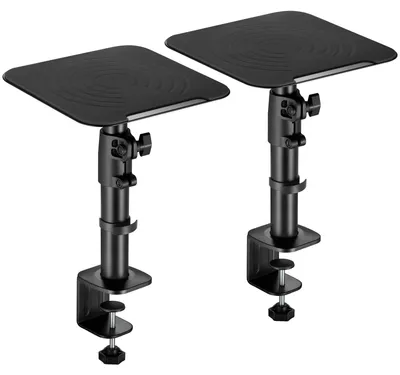 Produktbild von 2 x Universal Lautsprecher Tischhalterung - neigbar höhenverstellbar - Lautsprecherständer Boxenständer für Tisch Schreibtisch - schwarz Modell: BH7B