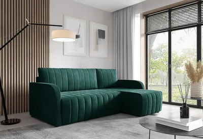 Produktbild von LIKMA Flaschengrün Ecksofa Otto 224x145 cm mit Schlaffunktion (200x140 cm) Eckcouch mit Bettkasten Wohnlandschaft mit Bettkasten Bettsofa mit Stauraum Polstermöbel Sofa 3 Sitzer