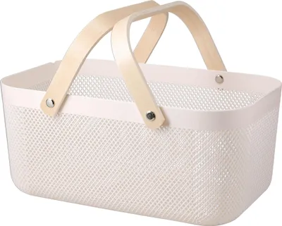 Immagine prodotto di Cesto portaoggetti con manico in bambù, 39 cm, colore bianco, marca H&L