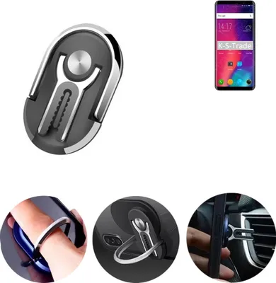 Produktbild von K-S-Trade 3in1 Smartphone-Ring Handy-Ring kompatibel mit Elephone U Pro Fingerhalterung  Handyring Tischständer Lüftungsgitter-Halterung Tisch