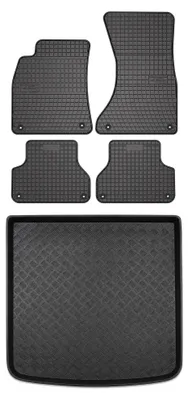 Produktbild von Gummimatten + Kofferraumwanne für Audi A4 B9 2015-2024 (Kombi) – Schwarz, passgenau – Wielganizator SolidPRO