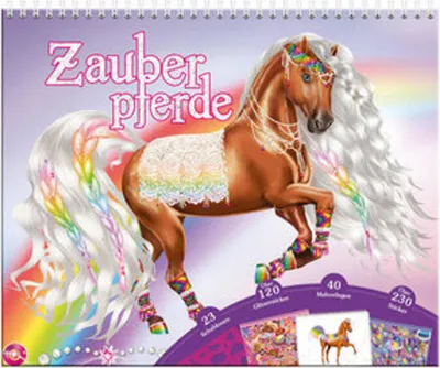 Produktbild von Kreativmappe Zauberpferde mit über 230 Stickern, Malvorlagen und wiederverwendbaren Schablonen für Kinder ab 4 Jahren